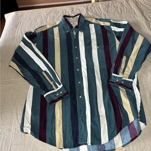 Vintage RedHead Striped Button Down Shirt Mens L Earth Tone Y2K 90s Vibe size M